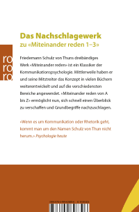 Zusatzmaterial 9783499628306 U4 von Miteinander reden von A bis Z: Lexikon der Kommunikationspsychologie von Friedemann Schulz von Thun, Kathrin Zach, Karen Zoller