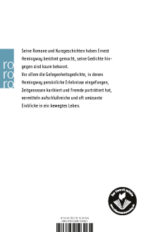 Zusatzmaterial 9783499123061 U4 von Sämtliche Gedichte: Amerikanisch / Deutsch von Ernest Hemingway