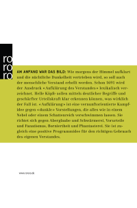 Zusatzmaterial 9783499627460 U4 von Aufklärung: Das europäische Projekt von Manfred Geier
