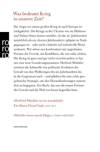 Zusatzmaterial 9783499630972 U4 von Kriegssplitter: Die Evolution der Gewalt im 20. und 21. Jahrhundert von Herfried Münkler