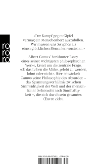 Zusatzmaterial 9783499227653 U4 von Der Mythos des Sisyphos von Albert Camus