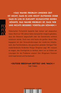 Zusatzmaterial 9783499633003 U4 von Utopien für Realisten: Die Zeit ist reif für die 15-Stunden-Woche, offene Grenzen und das bedingungslose Grundeinkommen von Rutger Bregman