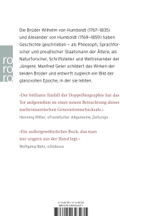 Zusatzmaterial 9783499623271 U4 von Die Brüder Humboldt: Eine Biographie von Manfred Geier