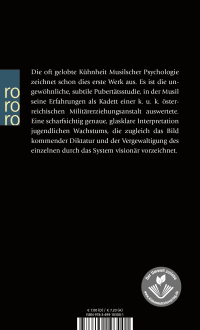 Zusatzmaterial 9783499103001 U4 von Die Verwirrungen des Zöglings Törleß von Robert Musil