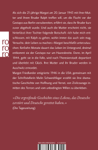 Zusatzmaterial 9783499623042 U4 von "Versuche, dein Leben zu machen": Als Jüdin versteckt in Berlin von Margot Friedlander, Malin Schwerdtfeger