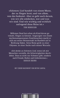 Zusatzmaterial 9783498007829 U4 von Solomons Lied von Toni Morrison