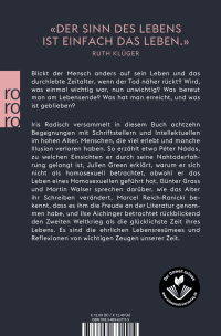 Zusatzmaterial 9783499631115 U4 von Die letzten Dinge: Lebensendgespräche von Iris Radisch