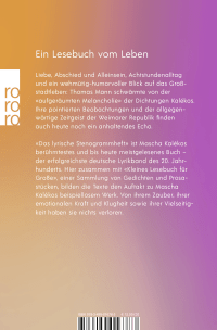 Zusatzmaterial 9783499016783 U4 von Das lyrische Stenogrammheft / Kleines Lesebuch für Große von Mascha Kaléko