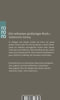 Zusatzmaterial 9783499233135 U4 von Morgen und Abend von Jon Fosse