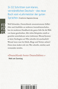 Zusatzmaterial 9783499626296 U4 von Deutsch für junge Profis: Wie man gut und lebendig schreibt von Wolf Schneider