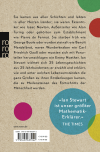 Zusatzmaterial 9783499633942 U4 von Größen der Mathematik: 25 Denker, die Geschichte schrieben von Ian Stewart
