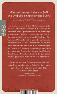 Zusatzmaterial 9783499271274 U4 von Der goldene Handschuh: Roman von Heinz Strunk