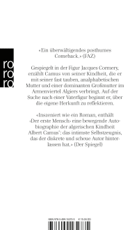 Zusatzmaterial 9783499132735 U4 von Der erste Mensch von Albert Camus
