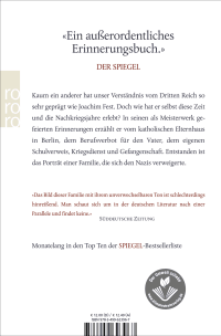 Zusatzmaterial 9783499623967 U4 von Ich nicht: Erinnerungen an eine Kindheit und Jugend von Joachim Fest