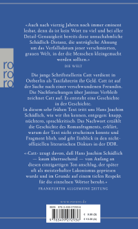 Zusatzmaterial 9783499272936 U4 von Catt: Ein Fragment von Hans Joachim Schädlich