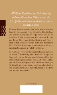 Zusatzmaterial 9783499270994 U4 von Absalom, Absalom! von William Faulkner