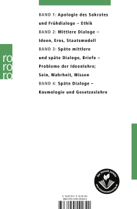 Zusatzmaterial 9783499555640 U4 von Sämtliche Werke 4: Timaios / Kritias / Minos / Nomoi von Platon