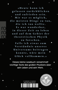 Zusatzmaterial 9783499632358 U4 von «Eine wunderbare Zeit zu leben» von Stephen Hawking