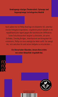 Zusatzmaterial 9783499003691 U4 von Die fünfte Kolonne: Schauspiel von Ernest Hemingway