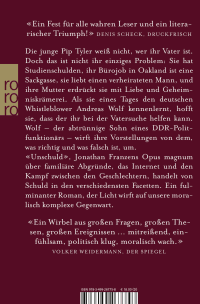 Zusatzmaterial 9783499267758 U4 von Unschuld von Jonathan Franzen