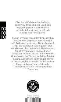 Zusatzmaterial 9783499222009 U4 von Unter dem Zeichen der Freiheit: Camus Lesebuch von Albert Camus
