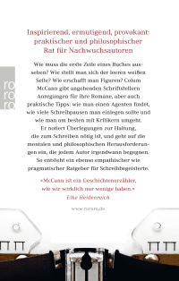 Zusatzmaterial 9783499291401 U4 von Briefe an junge Autoren: Mit praktischen und philosophischen Ratschlägen von Colum McCann