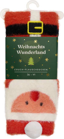 Produktbild von Weihnachtswunderland, Couch-Flauschsocken, Santa Claus, Größe 36-41