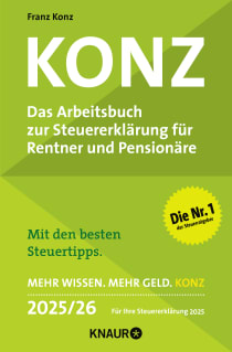 Buchcover von Konz: Das Arbeitsbuch zur Steuererklärung für Rentner und Pensionäre. Mit den besten Steuertipps. Mehr Wissen. Mehr Geld. Konz. 2025 / 26. Für Ihre Steuererklärung 2025