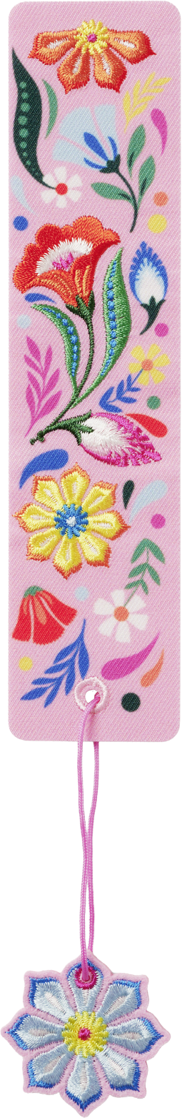 Produktbild von Buchverliebt Lesezeichen bestickt "Blumenliebe rosa"