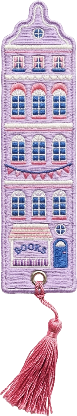 Buchverliebt Lesezeichen bestickt "Bookshop"