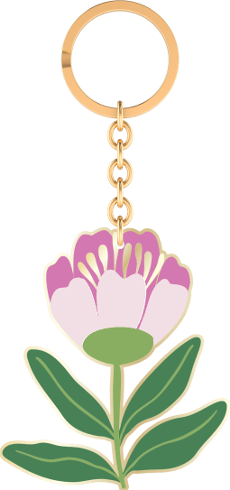 Bunte Blumengrüße Emaille-Schlüsselanhänger rosa