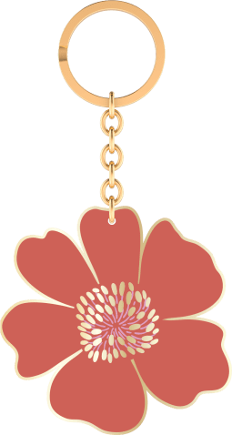 Bunte Blumengrüße Emaille-Schlüsselanhänger rot