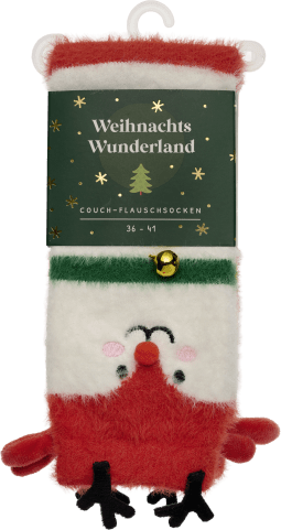 Produktbild von Weihnachtswunderland, Couch-Flauschsocken, Rentier, Größe 36-41