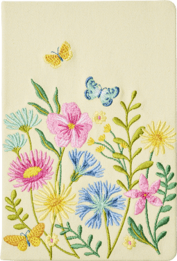 Blütenträume Notizbuch bestickt, A5 - 240 Seiten, beige