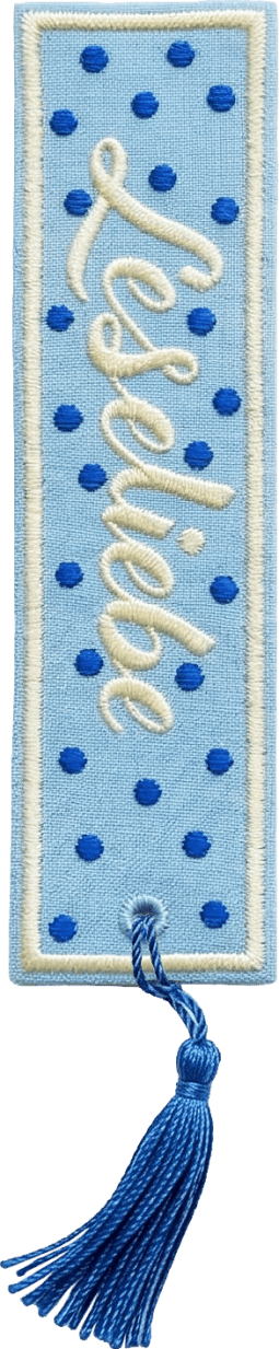 Buchverliebt Lesezeichen bestickt "Leseliebe"