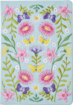 Blütenträume Notizbuch bestickt, A5 - 240 Seiten, mint