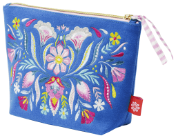 Fiesta del Sol Accessoirestasche bestickt, 18 x 24 cm, Königsblau