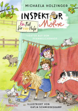 Buchcover von Inspektor Möhre - Ein Fall für vier Hufe: Theater auf dem Pfannkuchenhof von Michaela Holzinger