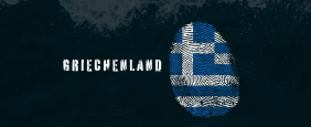 Banner mit Aufschrift "Griechenland" und Flagge