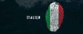 Banner mit der Aufschrift "Italien" und Flagge