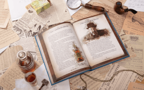 Foto von der Innenansicht des Buches "Die rätselhaften Abenteuer des Sherlock Holmes"