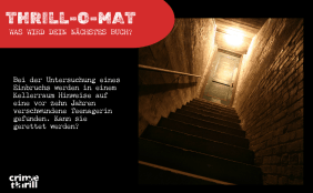 Thrill-O-Mat Bild 1: Bei der Untersuchung eines Einbruchs werden in einem Kellerraum Hinweise auf eine vor zehn Jahren verschwundene Teenagerin gefunden. Kann sie gerettet werden?