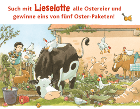 Such mit Lieselotte alle Ostereier und gewinne eins von fünf Oster-Paketen!