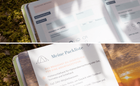 Details zweier Innenseiten aus dem Outdoor-Reisetagebuch
