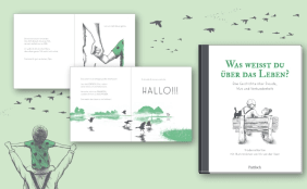 Cover und Innenseiten von "Was weißt du über das Leben" mit Illustrationen aus dem Buch