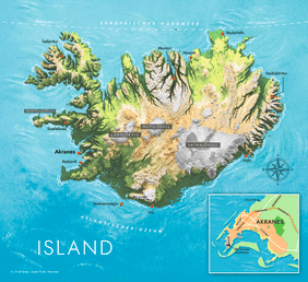 Landkarte Island