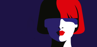 Grafik eines Frauenkopfes mit roten Haaren