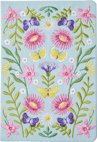 Blütenträume Notizbuch bestickt, A5 - 240 Seiten, mint