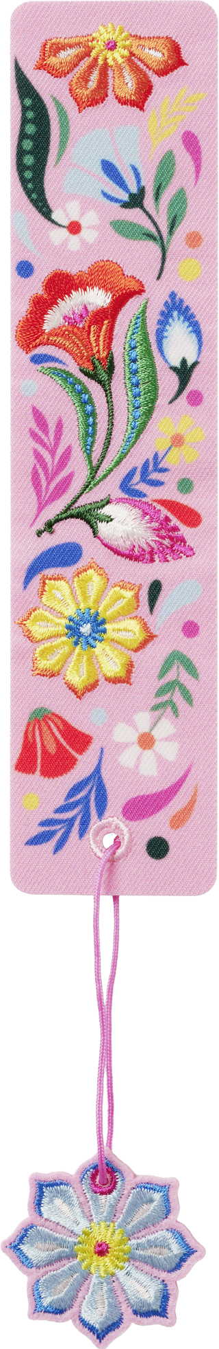 Produktbild von Buchverliebt Lesezeichen bestickt "Blumenliebe rosa"