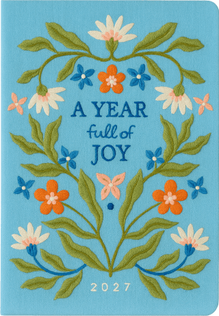 Taschenkalender A5 2027: A Year full of Joy, bestickt, hellblau